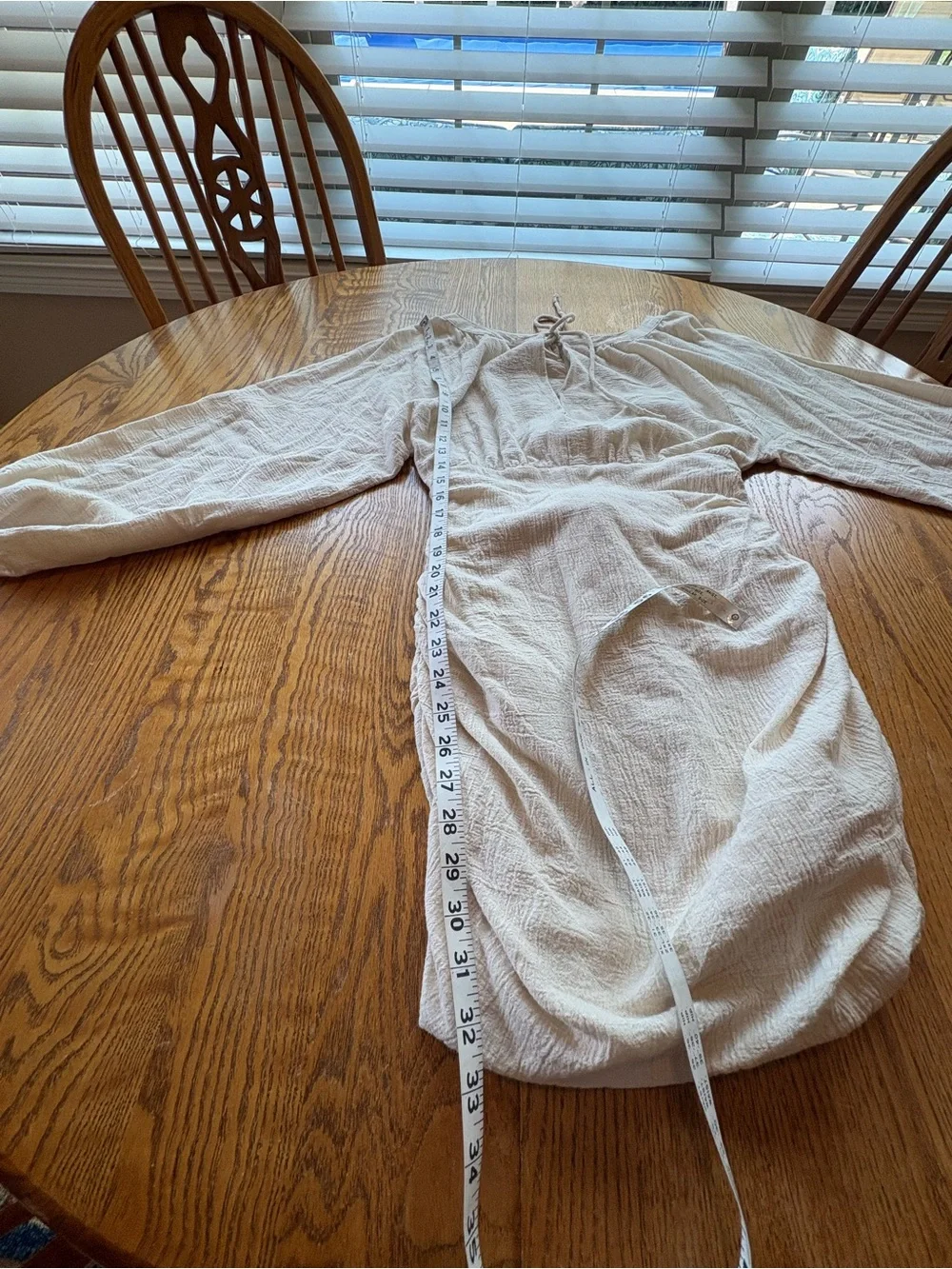 Free People The Only One Mini Dress Cream Gauze Beachy Long Sleeve Tie Waist S